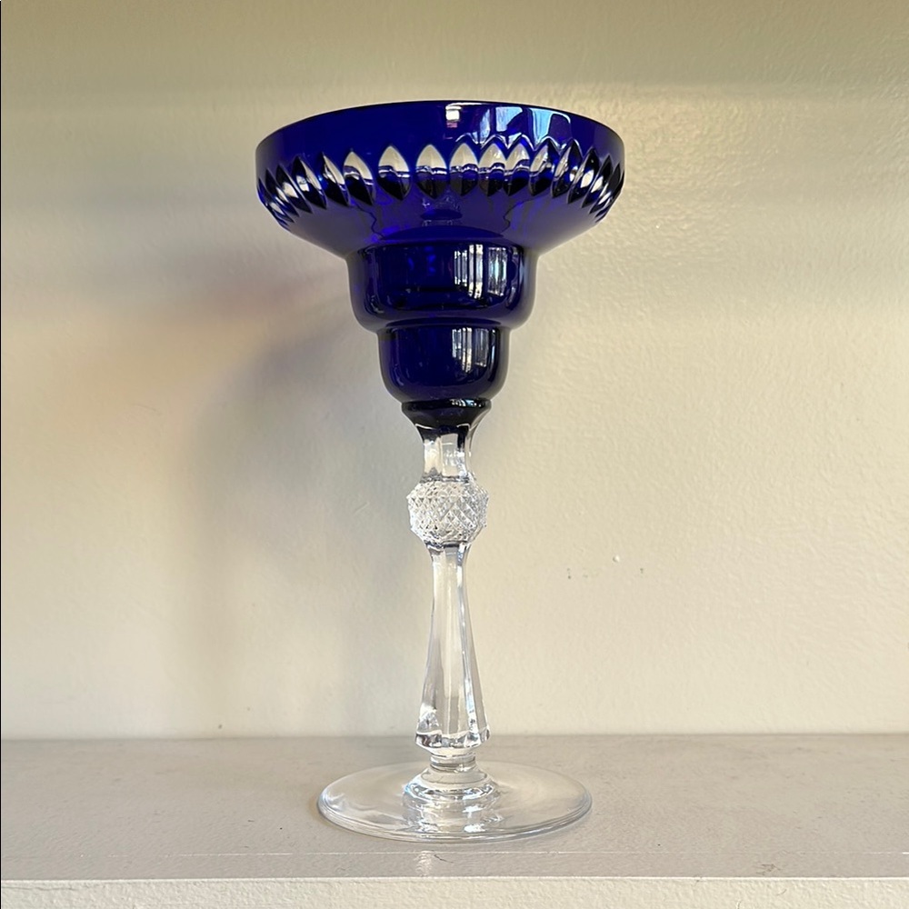 Bohemian Cobalt Blue Crystal Champagne Barware